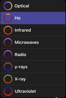Night Sky app interface