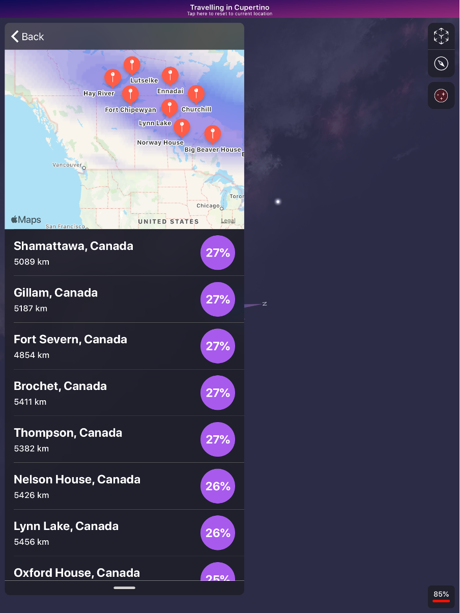 Night Sky app interface