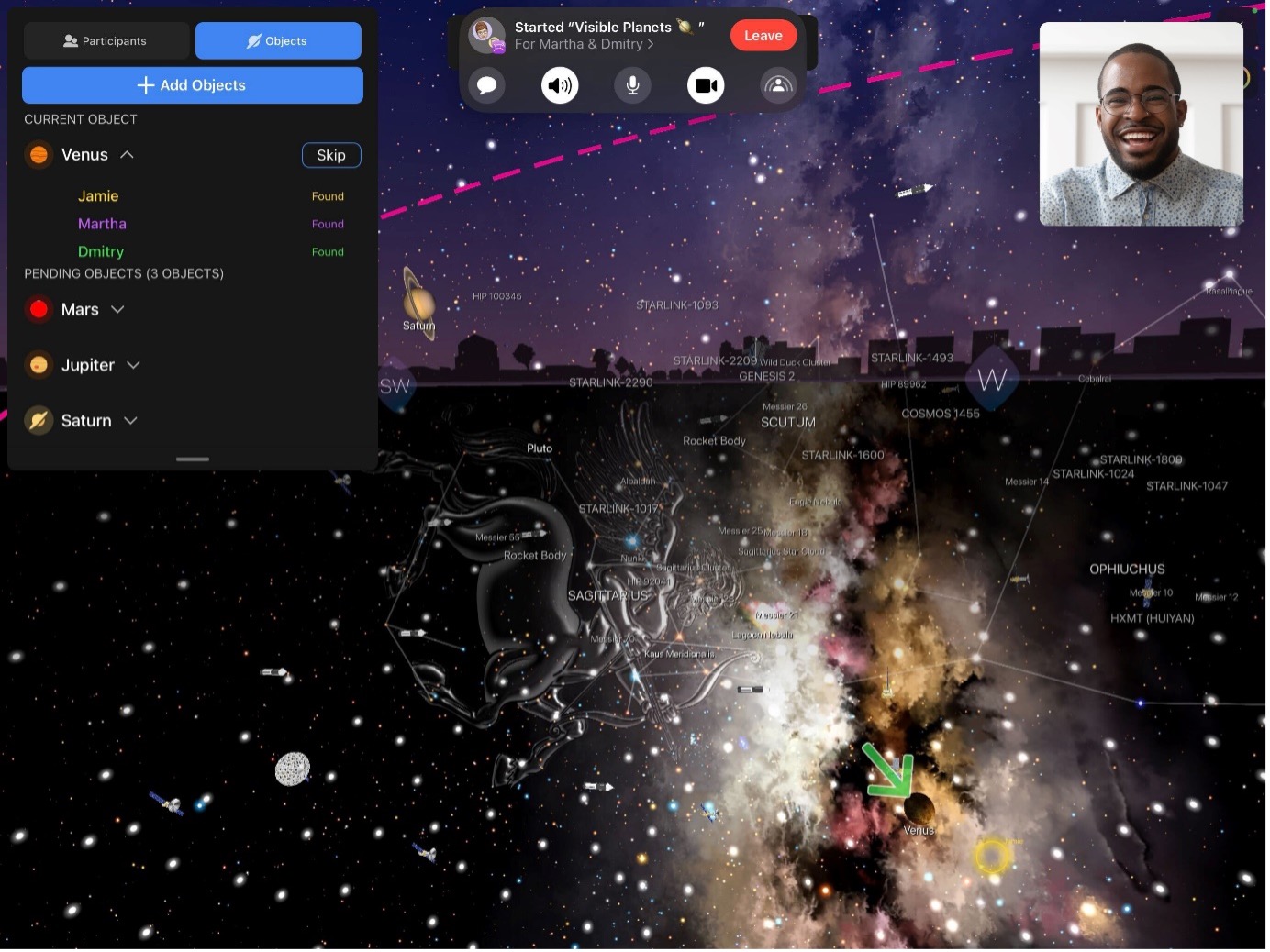 Night Sky app interface