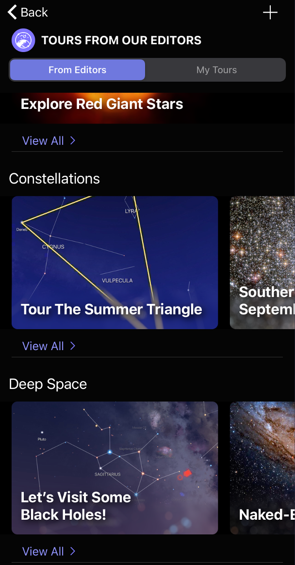 Night Sky app interface