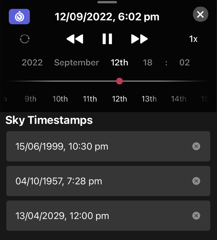 Night Sky app interface