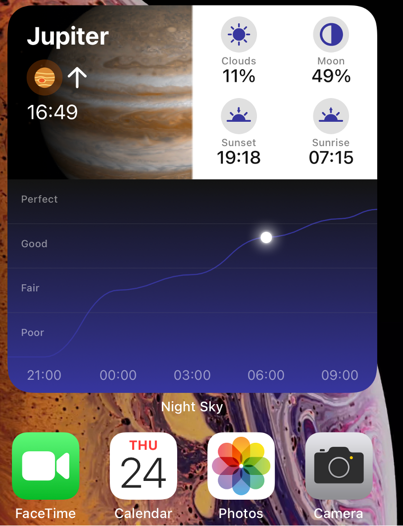 Night Sky app interface